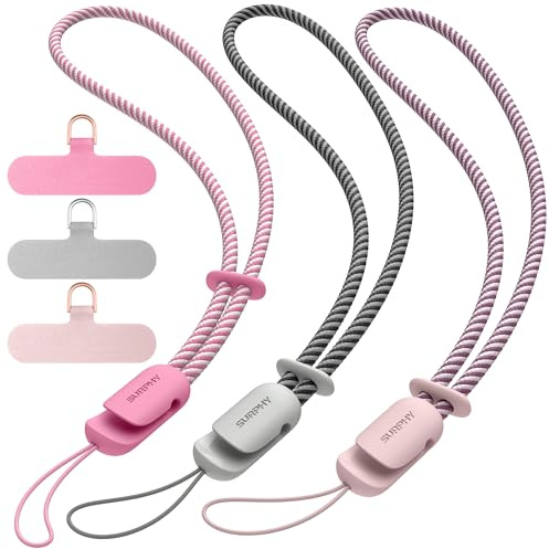 SURPHY 3-pack telefonsnodd, handledsrem, stöldskydd, mobiltelefonberlock med 2-färgs flätad snodd för kvinnor män, Normal, Nylon, Ingen ädelsten