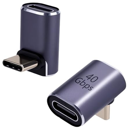 Pixelure 40Gbps USB4.0 Adattatore USBC a 90 Gradi Adattatore Estensore USBC da C Maschio a C Femmina Trasmissione Dati TypeC PD100W Ricarica Rapida e Passaggio Video 8K@60Hz per Laptop/Phone(2PCS)