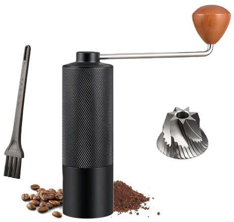 Manual Coffee Grinder, Lightweight Hand Coffee Grinder with Assembly Consistency Stainless Steel Conical Burr Mill, Adjustable Manual Coffee Bean Grinder for Aeropress, Espresso, Pour Over
