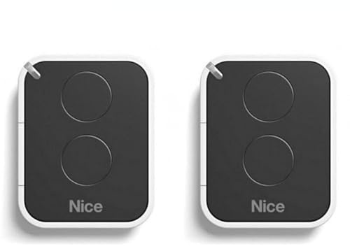Lot de 2 Télécommandes Nice Era ON2E ON2 – Émetteur Portail et Porte de Garage – 2 Canaux, Fréquence 433,92 MHz, Noir/Blanc – Compatible Motorisation Nice (2)