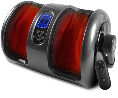 Shiatsu Fuß & Bein Massagegerät mit Wärme | 3-in-1 Knet-, Roll- & Druckmassage, 360° verstellbar mit Fernbedienung - Geschenk für Männer & Frauen