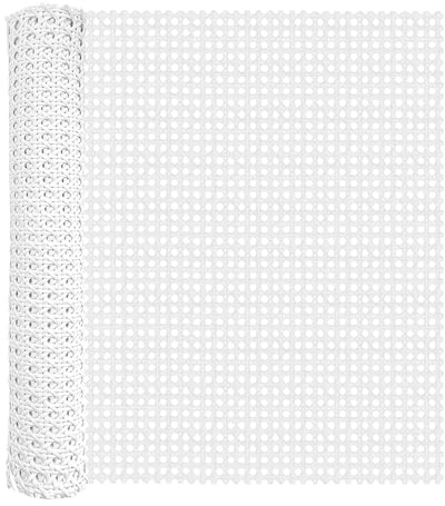 ALLINKIT Weiß Wiener Geflecht,50x200cm Rattan Geflecht,Kunststoff PE Rattan-Gurt Cane Webbing Rattan Roll Rattan Geweberolle Gewebtes Offenes Rattan Wabengeflecht für DIY-Projekte Möbeldekoration