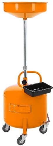 Garvee Réservoir de vidange d'huile usée portable 30L - Fonctionnement pneumatique, entonnoir réglable 70-157cm, Roues et boîte à outils - Entretien automobile atelier/garage - Orange