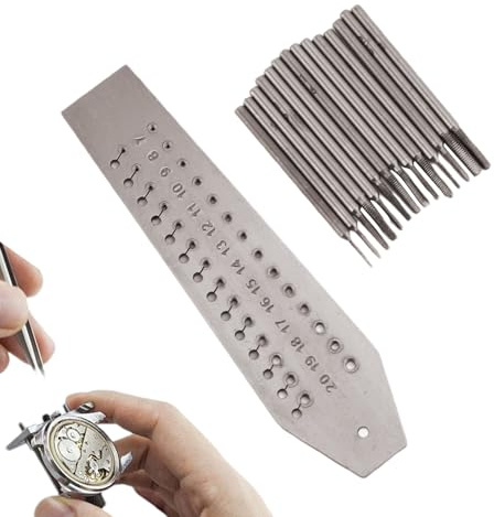 Juego de herramientas de reparación de relojes, juego de machos y matrices, 14 machos de precisión con placa de tornillo, extractor de tornillos para reparación de relojes, mantenimiento de joyas y