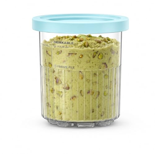 Genérico Tarrinas Para Helados 710 Ml Pack De 4, Recipientes De Repuesto Con Tapas HerméTicas Para Heladera, Vasos Compatibles Modelos Nc501 Nc500, Para Sorbetes, Yogur Y Postres Caseros