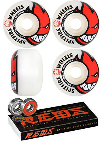 Spitfire 52mm Wheels Bighead Skateboard Wheels with Bones Bearings - 8mm Bones REDS Precision Skate Rated Skateboard Bearings - Bundle of 2 items