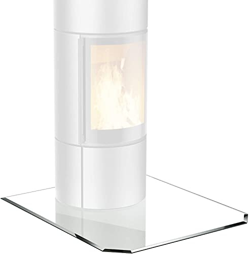 BIJON Glasplatte Sechseck für Kaminofen mit Dichtlippe, Glasbodenplatte - Funkenschutzplatte Glas mit Facettenschliff, Kamin Hitzeschutz, ESG Sicherheitsglas 120 x 100 cm x 6mm