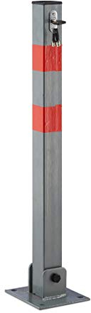 Relaxdays 1 x Absperrpfosten eckig, Parkplatzsperre klappbar, mit Warnstreifen, 3 Schlüssel, HxBxT: 65 x 15 x 13 cm, anthrazit-rot