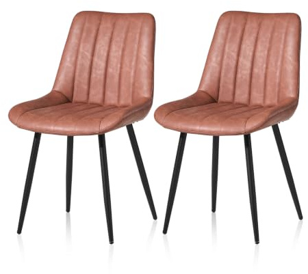 TUKAILAI Esszimmerstühle 2er Set Kunstleder Polsterstuhl mit Metallgestell | Polsterstühle mit Ergonomischer Rückenlehn,bis 150kg Belastbarkeit,Küchenstuhl für Esszimmer und Wohnzimmer Restaurant