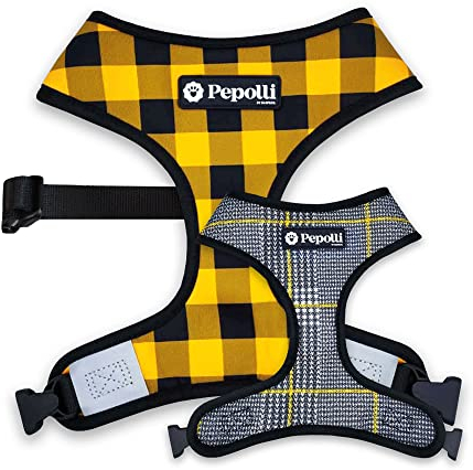 Pepolli Hundegeschirr | Geschirr für Französische Bulldogge, Frenchie, Frenchbulldog, Mops (M (Hals 37–40 cm, Brust 52 – 71 cm), London)