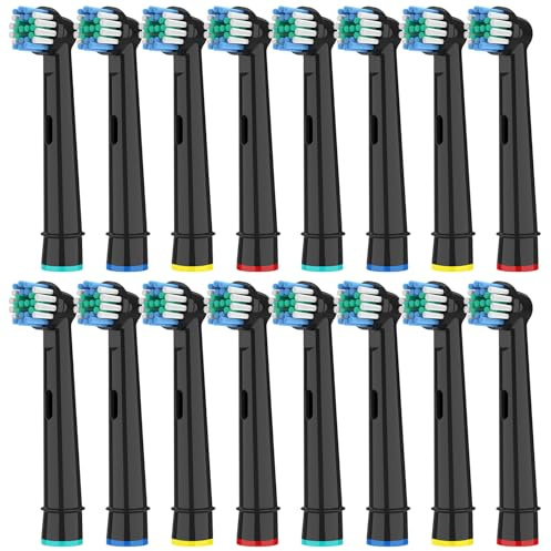HSYTEK 16er Aufsteckbürsten Kompatibel mit OralB Zahnbürste Elektrische, Aufsätze für OralB Pro 3 3500, Genius X, Vitality 100, Precision Ersatzbürsten Zahnbürstenköpfe, Schwarz