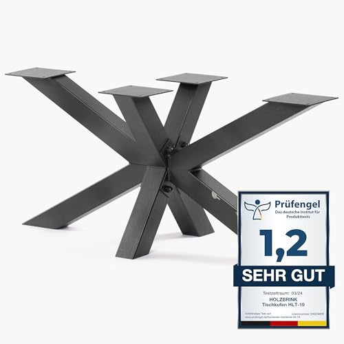 HOLZBRINK stålben, ben för matbord/kök/konferens/trädgård/soffbord, 98x40x43 cm (L x B x H), lackerat stål, 1 st, HLT-19-G-BB-0000