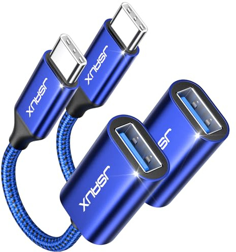JSAUX USB C auf USB 3.1 Adapter [2 Pack] OTG Typ C Adapter Kabel Kompatibel mit Samsung Galaxy S20 S10 S9 S8 Plus Note 10 A5 2017,Huawei P30 P20 Lite Mate 30 20 Pro,MacBook Pro 2018/2017/Air 2018 Blau
