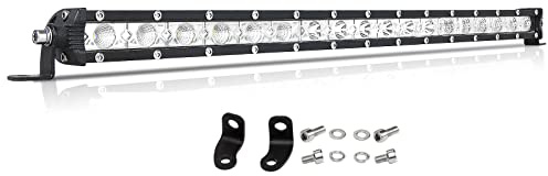 PICAA 20 Zoll 53.5CM 90W Slim Led Arbeitsscheinwerfer Bar Lichtbalken Combo | Spot Flutlicht Kombination，Einreihig,LED Scheinwerfer, 12V 24V, wasserdicht für SUV Offroad ATV UTV Traktor 4x4 Auto,6000K