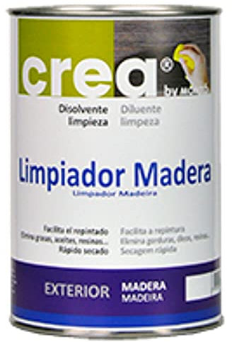Disolvente Incoloro para Limpiar Madera. Penetra y Disuelve Aceites, Grasas, Resinas. Indicado para Tratar Maderas Tropicales. Limpiador de Madera 1L Gama Crea