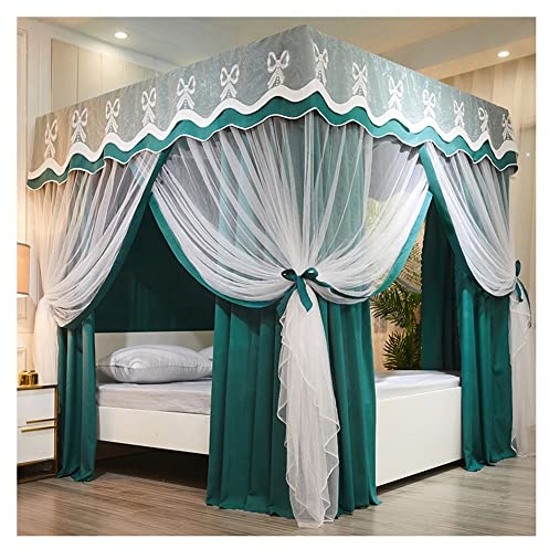 Betthimmel Doppelzimmer-Luxus-Bett-Baldachin, 4- Ecken Postboden Stehende Dekorative Bettvorhänge, for Mädchen-Prinzessin-Räume, Staubdicht Und Schattieren, for Alle Jahreszeiten Geeignet