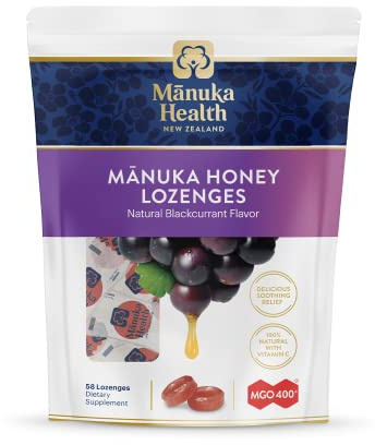 Manuka Honey Lozenges, Natural Blackcurrant, MGO 400+, 58 Lozenges, Manuka Health