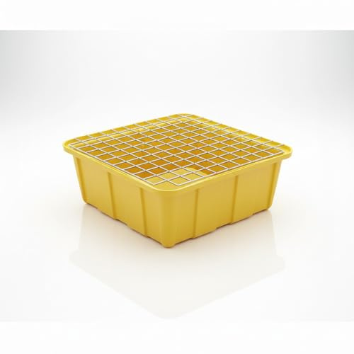 Plast'Up Rotomoulage BAC DE RETENTION POUR BIDONS 80L AVEC CAILLEBOTIS JAUNE