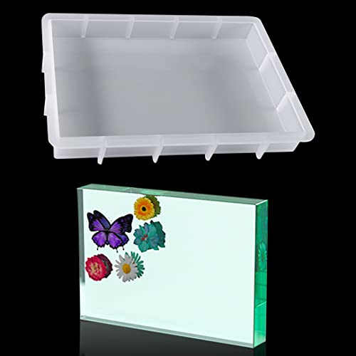 Zayookey Stampo a Rettangolo in Resina per Fusione Stampo in Silicone Epossidico di Cristallo Campioni per Fai Da Te Cornici Foto Sottobicchiere in Resina Sapone Resin Mold(19,6x13,6cm)