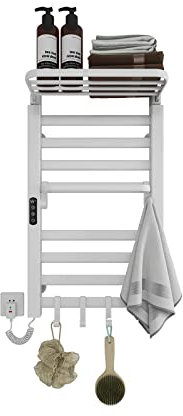 SKYLYZH Radiador de Toallas Toallero Baño Radiador 450x700mm Secador de Toallas Toallero Eléctrico Bajo Consumo Pared Plug-in Secatoallas Electrico Inteligente de Temperatura Constante-White Left
