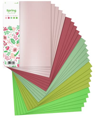 Netuno 25x Kreativpapier Frühling DIN A4 21 x 29,7 cm 5- farbig sortiert Bastelpapier DIY Kartenset Tonzeichenpapier-Mix Bastelset Dekor-Papier Mix Scrapbooking Papier farbig Motivpapier
