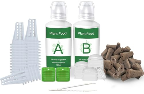 Kit de gousses de graines pour système de culture hydroponique, capsules de démarrage pour jardin intérieur, y compris 12 éponges de culture carrées de rechange, paniers de culture et nutriments