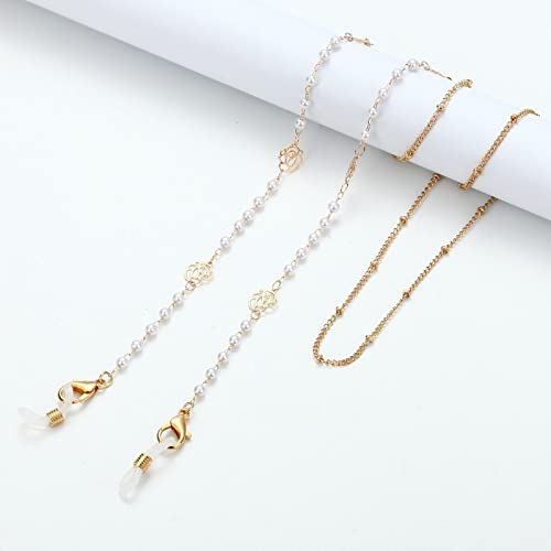 Brillenkette Fashion Pearl Zirkon Brillenkette Halsschmuck Für Frauen Rose Charm Sonnenbrillenhalter Lanyard Brillen Zubehör Pearlrose