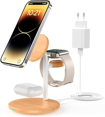 Magsafe Ladestation, 3 in 1 ladestation Apple Watch und iPhone mit Mag Safe,Induktive Ladestation Kompatibel mit iPhone iPhone 15 14 13,AirPods 3/2/Pro