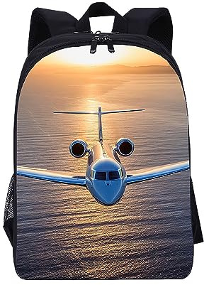 Hixingo Backpack for School Kids, Lightweight School Bags for Boys and Secondary Double Layer Capacity Rucksack for Children Primary School Bag Airplane Pattern (16inch,Airplane 4)
