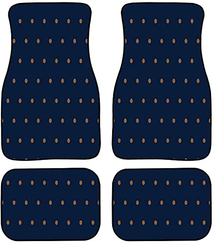 Universal Auto Fussmatte, Beige Tupfenmuster Auf Marineblauem Hintergrund Fussmatten Auto Reisekomfort Automatten rutschfest Auto Fußpolster Für Auto,SUV,LKW