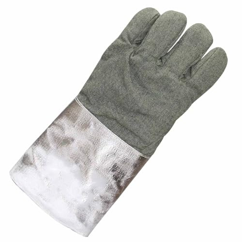 VENBER Ofenhandschuhe, 1000 Grad, hochtemperaturbeständige Handschuhe, Kohlefaser-Aluminiumfolie, Verbrühungsschutz, Wärmedämmung, industrielle feuerfeste Handschuhe, ein Paar, Silber