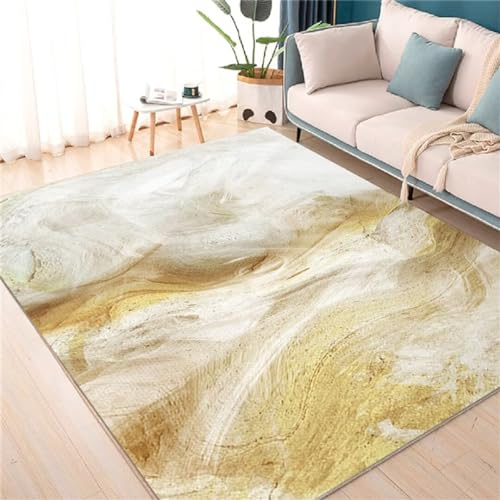 DJHWWD Terrassenteppich Wetterfest Esszimmerteppich, Schlafzimmer, rechteckiger Teppich, gelber Teppich auslegeware Rutschfester Balkon deko 50X80CM