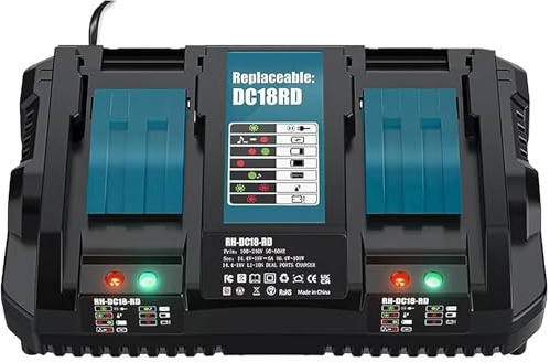 Bonadget 6A Dual Fast Battery Charger Compatible with makita | 14.4V-18V BL1830 BL1840 BL1850 BL1860 etc Li-ion LXT Compact Battery, Replace for DC18RD DC18RC DC18SF DC18RA DC18RF