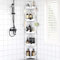 Oriware Porta Sapone per Doccia, Mensola Doccia Senza Foratura, Scaffale Angolare da Terra, Scaffale Bagno (Bianco, 5 Tier)