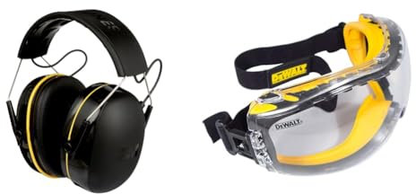 3M WorkTunes Connect, Bluetooth Ear Defenders Wireless, 90543EC1, Hearing Protector Earmuffs & DEWALT GOGGLE Concealer Clear Goggle DPG82-11D