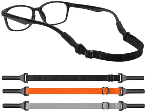 JCUGSBS 3 Stück Brillenband, Verstellbares Brillenband, Sportbrillenband Anti-Rutsch- Brillenbänder, Ohne Schwanz Brillenband für Herren Damen Kinder für Sportbrille Lesebrille Sonnenbrillenband