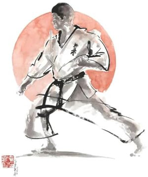 Leinwanddruck Japanische Minimalistische Schwarze Shotokan-Samurai-Karate-Kunsttinte, Leinwandmalerei, Poster Und Drucke, Wandbilder Für Wohnzimmerdekor, Geschenk, 15 X 20 cm, Ohne Rahmen