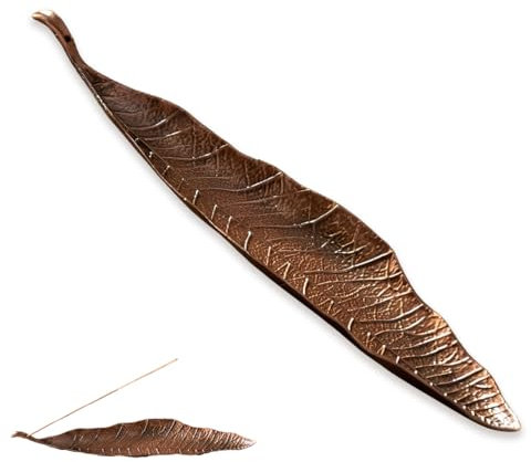 SGERUFZ 1 pcs Räucherstäbchen Halter Incense Holder Duftstäbchen Rauchstäbchen Halter Leaf Raucherstäbchenhalter Ash Catcher Messing-Halter Kegelspule Räuchergefäß für Zuhause, Büro, Yoga.