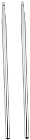 SHOWERORO 5a Metall Trommelstöcke Aluminiumlegierung Schlagzeugstöcke mit Angenehmer Oberfläche Drumsticks für Einsteiger und Übung Silberfarben
