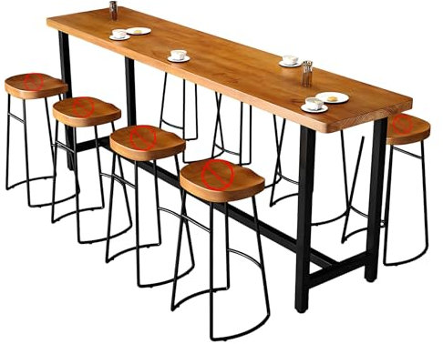 YVYKFZD Bartisch aus Massivholz, Rechteckiger Stehtisch, Industrieller Esstisch mit Metallbockfuß, Schmaler Bistrotisch Frühstückstisch, nur Tisch(120x40x105cm/47.2x15.7x41.3)