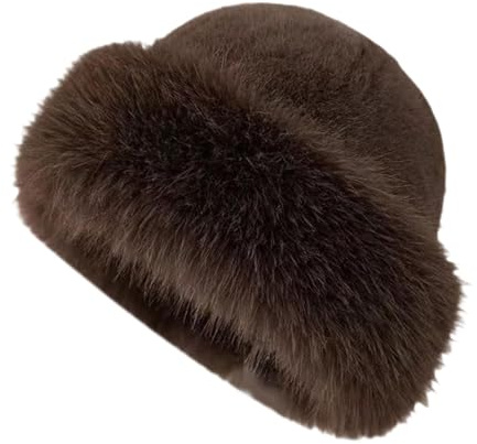 Perfeclan Kunstfellmütze für Damen, Damen-Fellmütze Verdickte Wintermütze, Warme russische Mütze, Flauschige Winter-Fellmütze, Winddichte Damen-Skimütze zum Spazierengehen, Skaten, Snowboarden