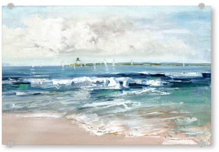 artboxONE Acrylglasbild 45x30 cm Reise/Strand und Meer Sommersegel - Bild Leuchtturm küste Leuchtturm