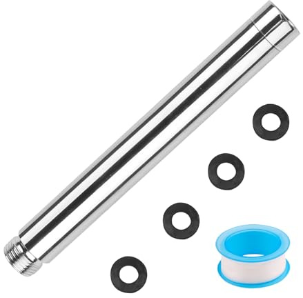 DXLing Duschkopf Verlängerungsarm 15cm Dusche Verlängerungsrohr G1/2 Gewinde Edelstahl Gerader Badezimmer Duschstangen Verlängerung Runde Verchromung Handbrause Extender für Badzubehör