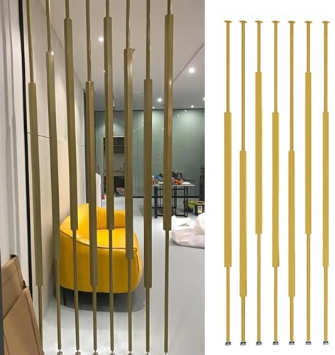 Aste metalliche quadrate divisorie per stanze, divisori per stanze/pareti indipendenti senza foratura, palo di separazione dal pavimento al soffitto per ufficio domestico e hotel - Oro(D-7pcs,260cm(10