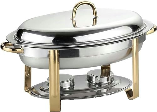 Stainless steel chafing dish buffet set, 5.5L oval chafer buffet server with food tray, fuel holders and accessories; lid, food warmer for party
