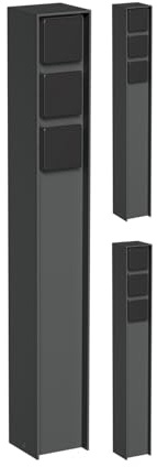 ledscom.de 3 Prises de Courant de Jardin PODEL pour l'extérieur, IP44, Triple, Anthracite, rectangulaire, 60 cm