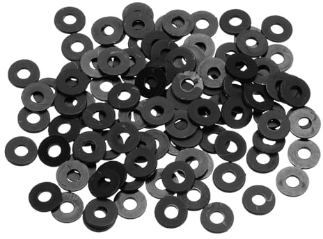 QUARKZMAN 155 Piezas Arandelas Planas De Nylon M4 4mm DI 8mm De 1mm Negro | Espesores, Espaciadores De Plástico, Para Tornillos Tuercas Reparación De Fontanería Grifos Jardín