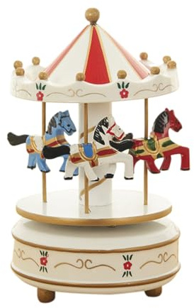 Carrusel de caja de música, resina de 4 pulgadas, globo de nieve musical, cajas musicales envueltas para regalo, diseño detallado pintado a mano, base giratoria, decoración coleccionable