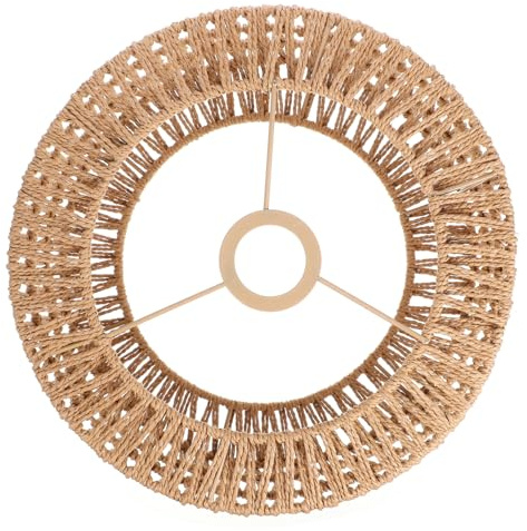 Abat-jour Tissé pour Plafonnier E27 en Corde de Paille Jaune | Abats-jour, Structure Rustique Tressée, Trou Intérieur 4cm, Fer Robuste et Surface Lisse