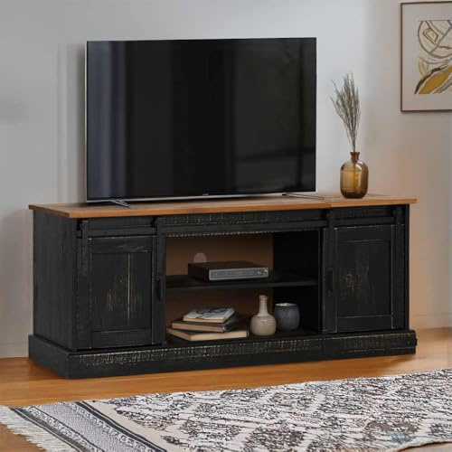 RMIHSJG Halden Meuble TV à 2 portes coulissantes Noir Meuble TV Meuble TV Meuble TV Armoire Table basse 150 x 40 x 60 cm Bois massif